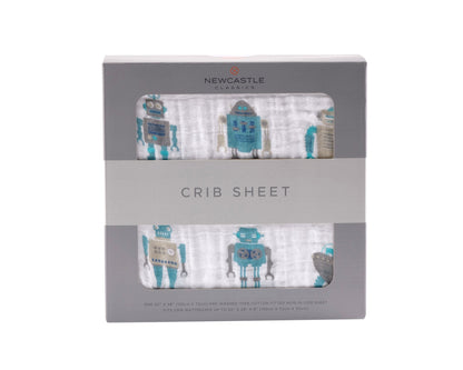 Robot Cotton Muslin Crib Sheet